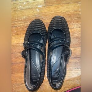 Bershka Mesh Ballet Flats in Black